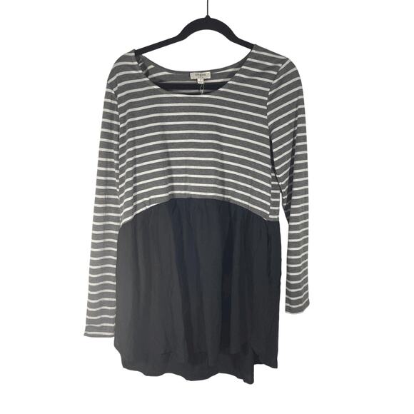 NWT Umgee Women's Small Long Sleeve Stripe Dress Minimalist Preppy Mute Stripe - Picture 1 of 6